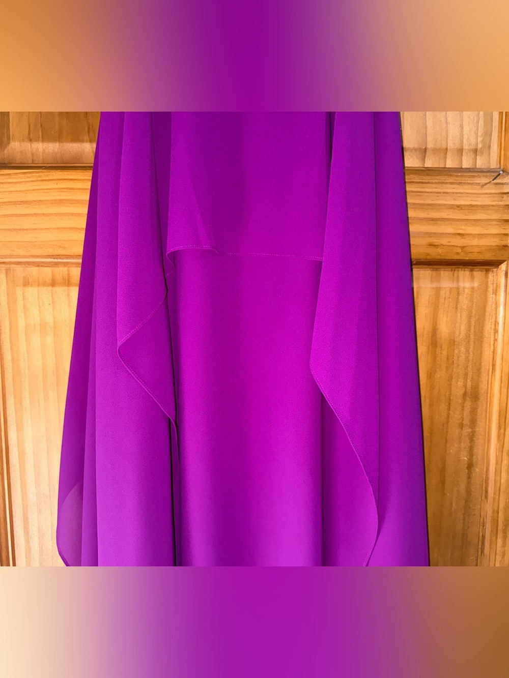 Belle Badgley Mischka Magenta Chiffon Tiered Cocktail Sheath Dress-10-EC - Picture 11 of 14